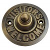 "WELCOME VISITORS" Round Brass Bell Push